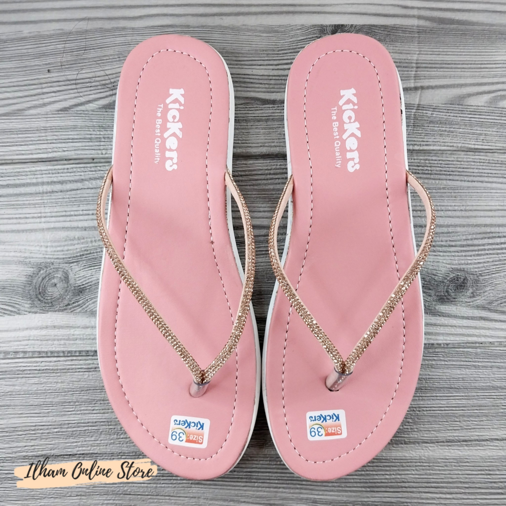 Kickers RF.05 Sandal Jepit Wanita Permata Size 37-40 Hitam