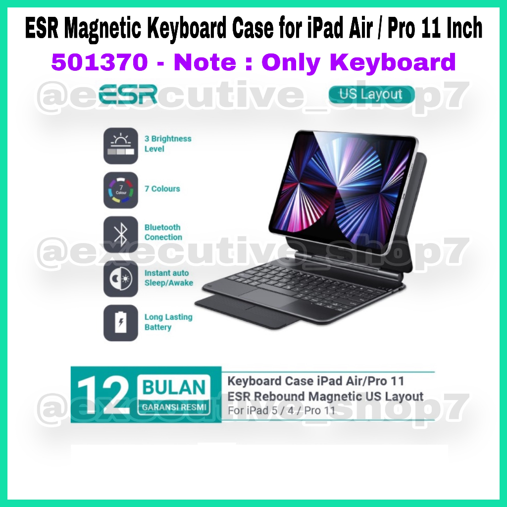 ESR Magnetic Keyboard Case for iPad Air  Pro 11 Inch - 501370 - Note Only Keyboard