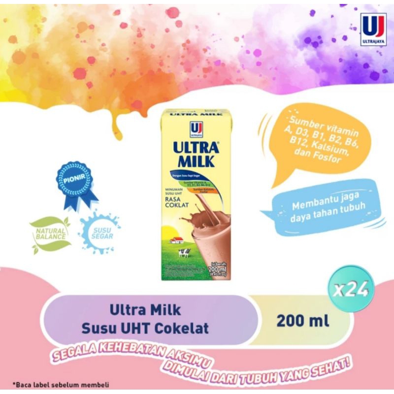 Ultra Milk Susu UHT Cokelat 200 ml 1 karton isi 24pcs