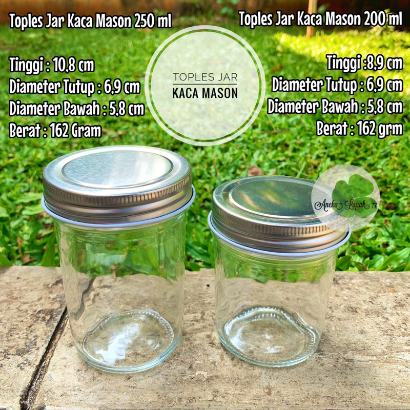 Toples Jar Kaca Mason 250 ml Alumunium Jar Kue Puding Es Cream