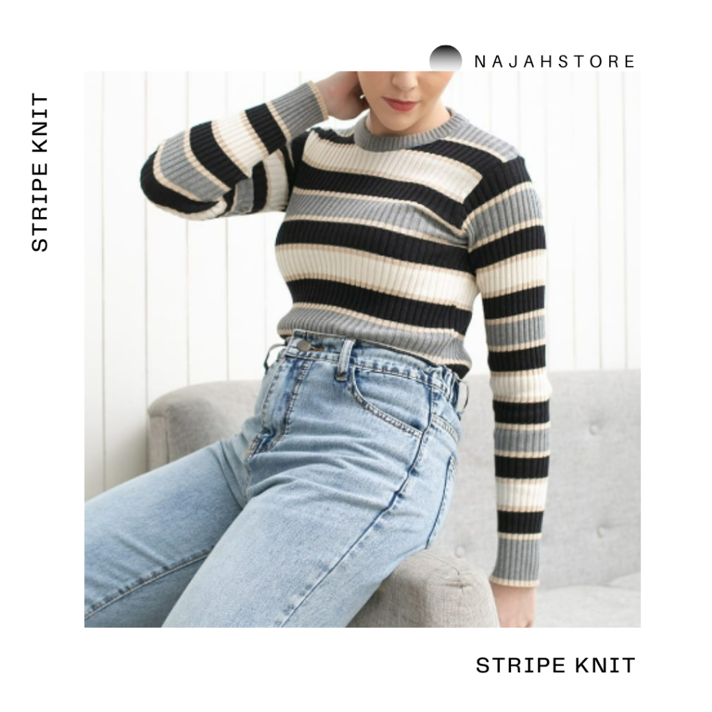 najahstore Stripe inner sweater knit