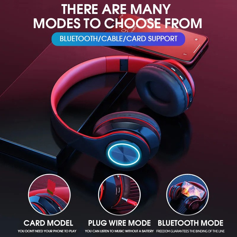 Headphone Bluetooth RGB LED B39 Foldable Headset Beat Studio Gaming