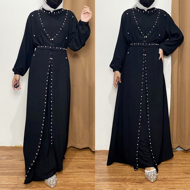 INDAH ABAYA - ABAYA WANITA HITAM ABAYA WARNA PUTIH DAN HITAM SIMPLE ABAYA MEWAH MUTIARA ABAYA BUSUI 