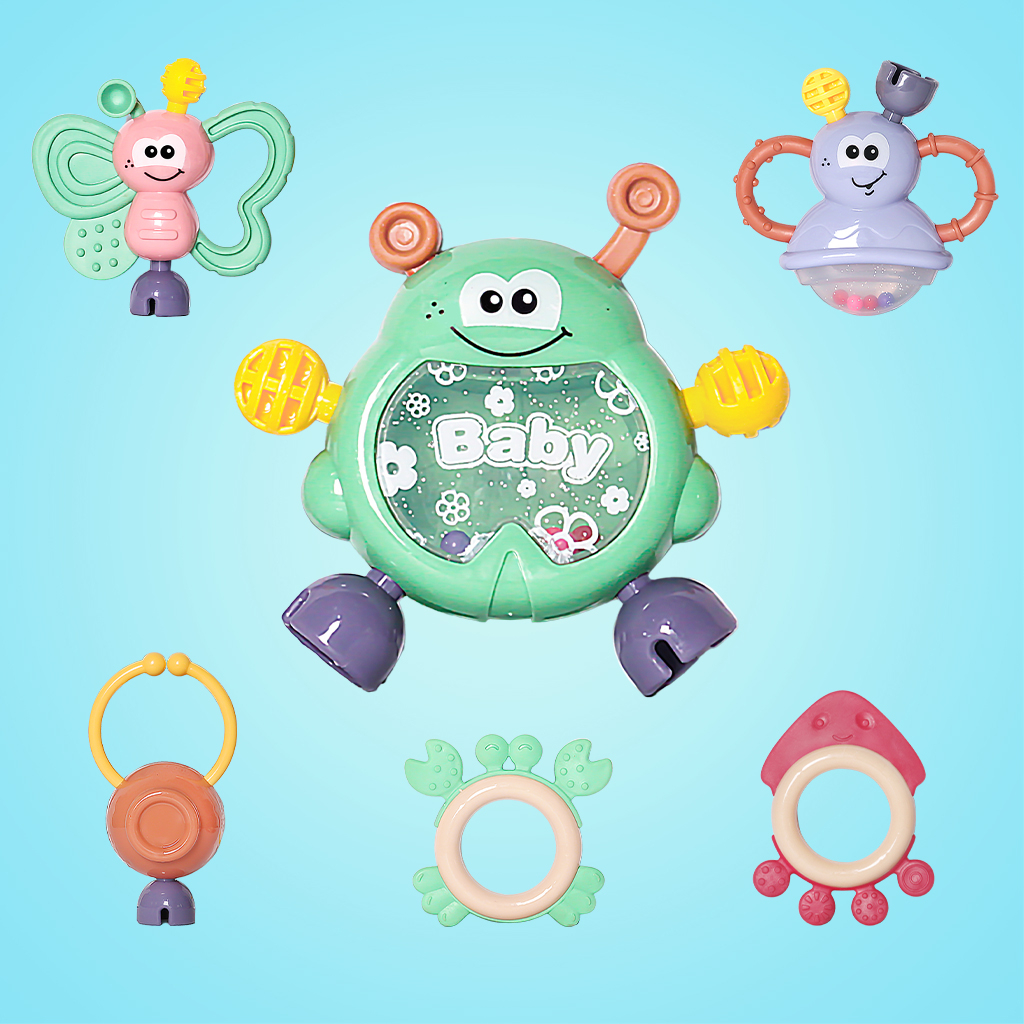 Mainan Baby Play Set Isi Mainan Bayi Kerincingan/Baby Rattle Set Mainan Gigitan Bayi Mainan Sensorik Bayi Mainan Bayi Baby Toys  Mainan Gigitan Bayi Teether  Mainan rattle bayi Baby teether Set mainan bayi  Teether bayi gigitan bayi bpa free