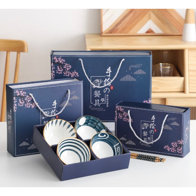 Hampers Gift - Set Mangkok Keramik Jepang - Free Sumpit