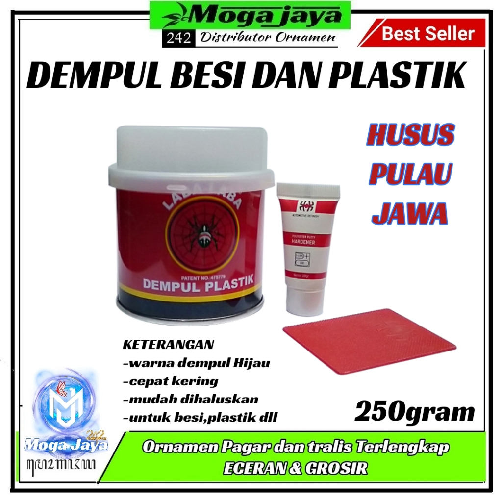 dempul halus dempul besi kayu plastik 250gram laba laba
