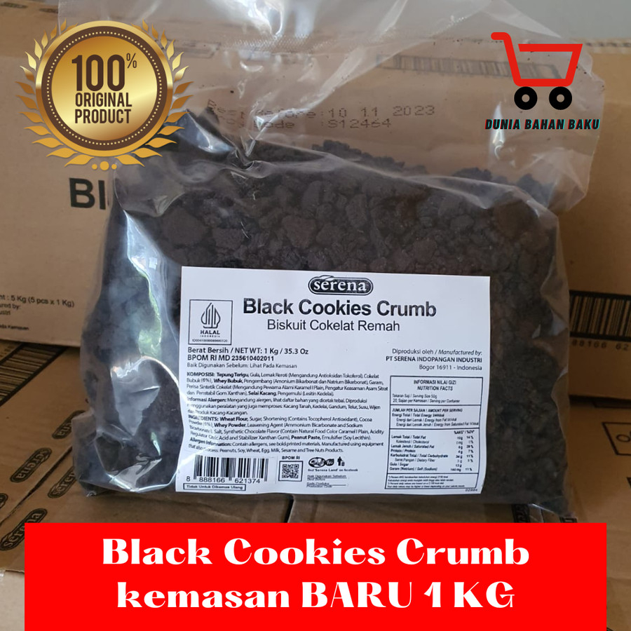 Black Cookies Crumb / Biskuit Cokelat Remah Serena 500g / 1kg Ori 100%