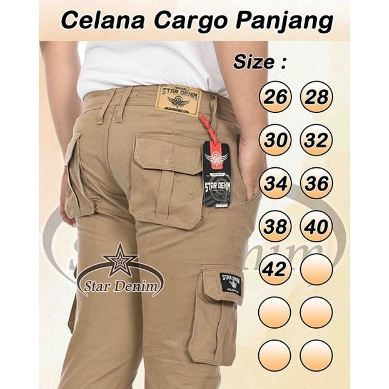 Celana Cargo Panjang Pria Star Denim Terbaru - Celana Cargo Pria Jumbo Big Size - Celana Pria Gamblok Pdl Banyak Saku Trending