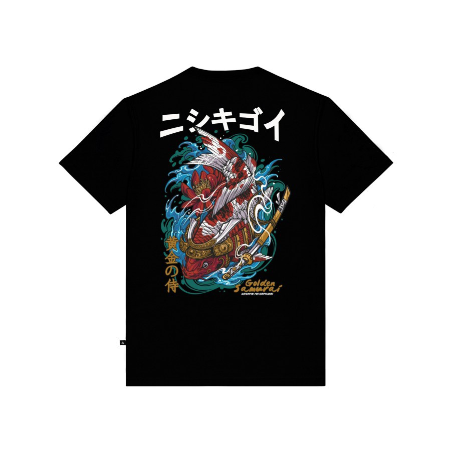 T Shirt Atasan Pria Golden Samurai Hitam Kaos Distro Original T-Shirt Tshirt