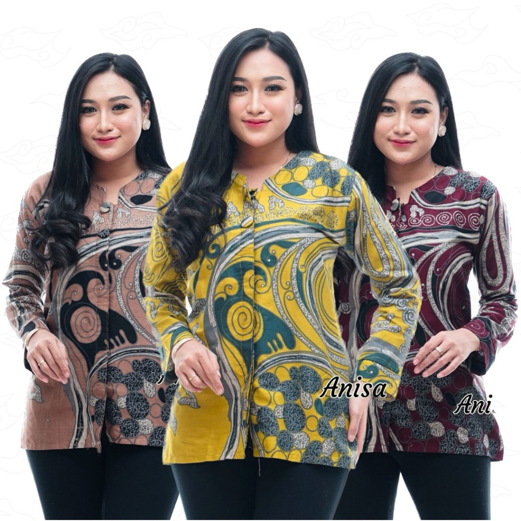 Baju Batik Wanita Modern Atasan Blouse Batik Kerja Kantor Wanita