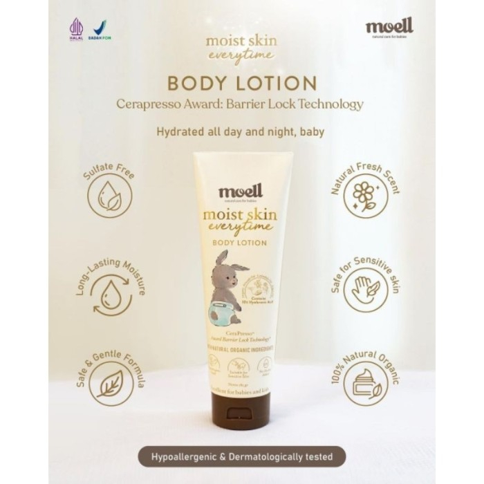 Moell Body Lotion Bayi Moell Baby Moist Skin BPOM Halal Bebas Alkohol