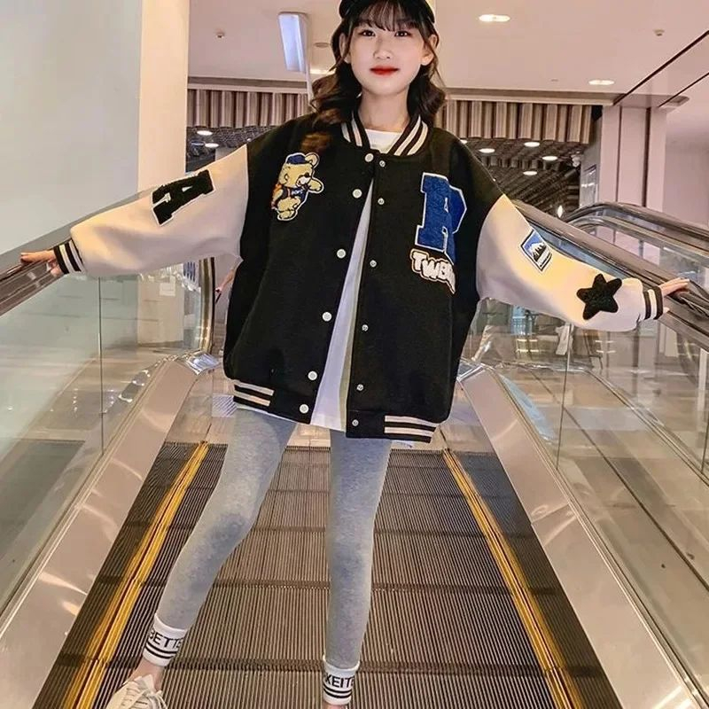 Jaket Anak Baseball Twbear Korea Style Pria &amp; Wanita 8-10+ Tahun