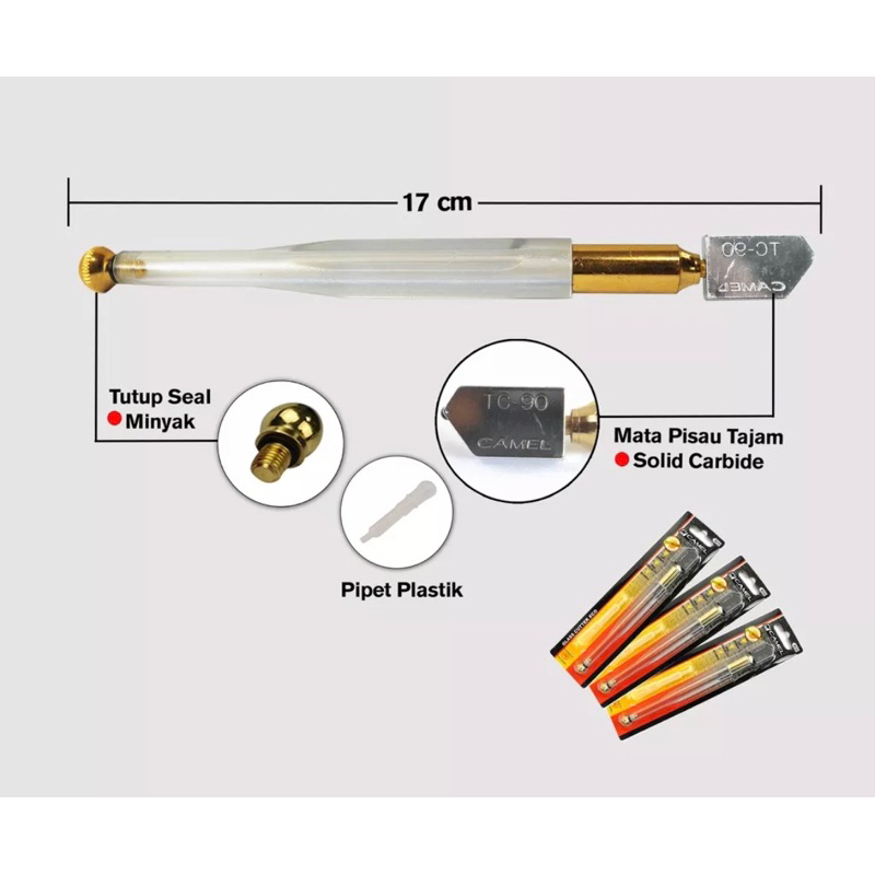 Pisau potong kaca minyak eco Camel oil cutter