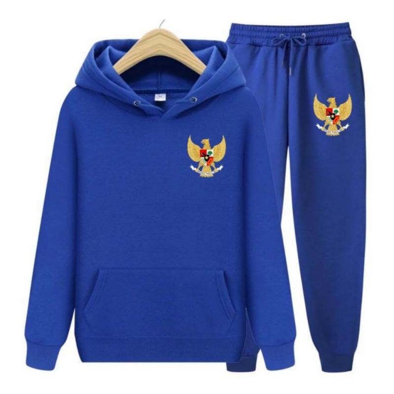 Set hoodie jogger pria jaket pria celana panjang joger cowok dewasa garuda pancasila