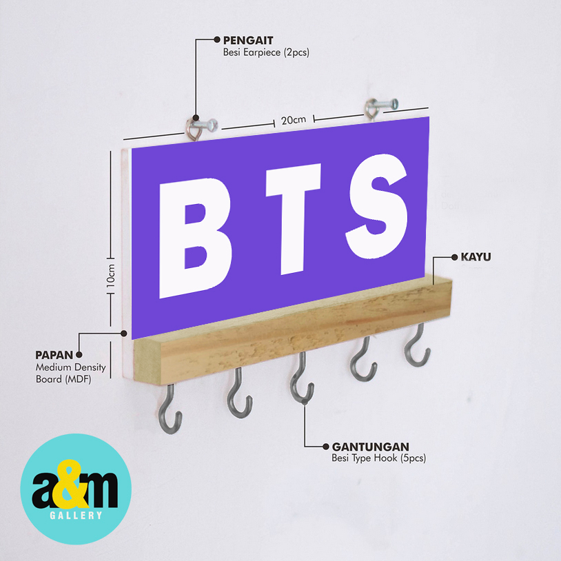 A&amp;M Tempat Gantungan Kunci BTS Keychain Hiasan Dekorasi Dinding Rak Perlengkapan Rumah Organizer Tempat Penyimpanan