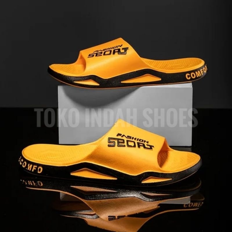 Sandal Pria Terbaru Sandal selop laki laki Import Sendal Cowok Anti slip Viral Sandal Karet Pria Nyaman Kekinian Sandal Cowok Lentur Empuk Sandal slip-on Trendy