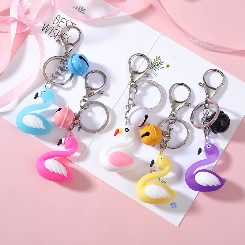 Set Gantungan Kunci Mobil Motor KeyChain Tag Tas motif Swan Love Hadiah Pasangan