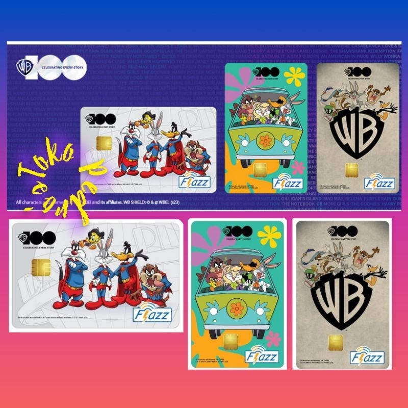 Kartu Flazz BCA Gen 2/Gen2 WARNER BROS 100th ORI! /Like eTOLL eMONEY Tapcash or Brizzi