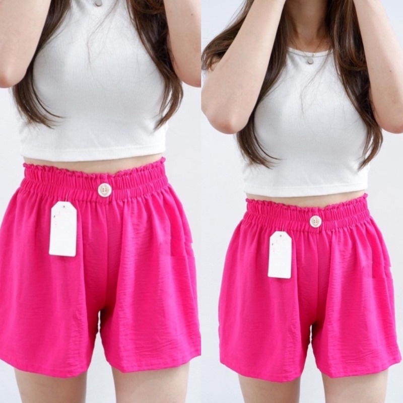 Hot Pants Crinkle Kancing Celana Pendek Wanita Jumbo celana santai casual