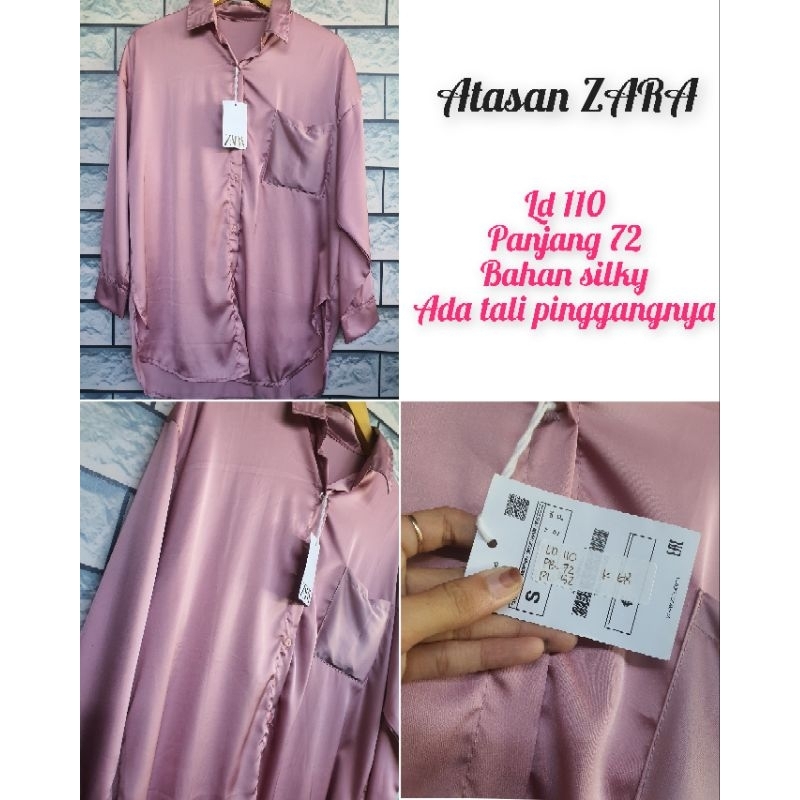 atasan zara silky, setcel, clarke