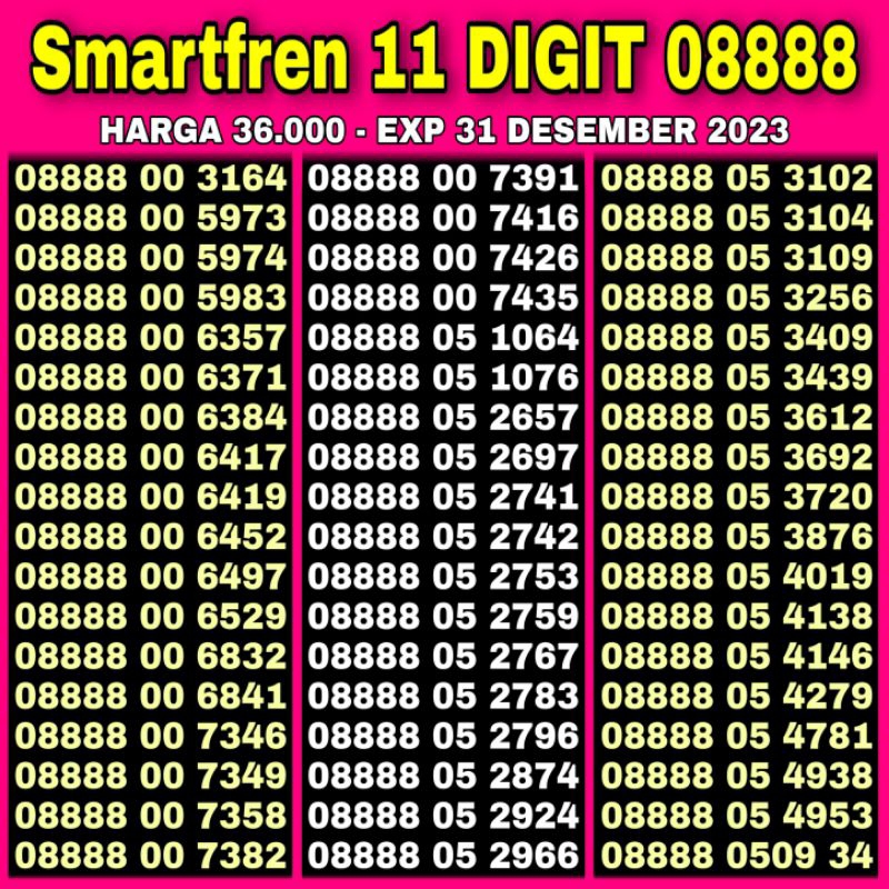 Nomor Cantik Smartfren 4G Gsm Prabayar 0888