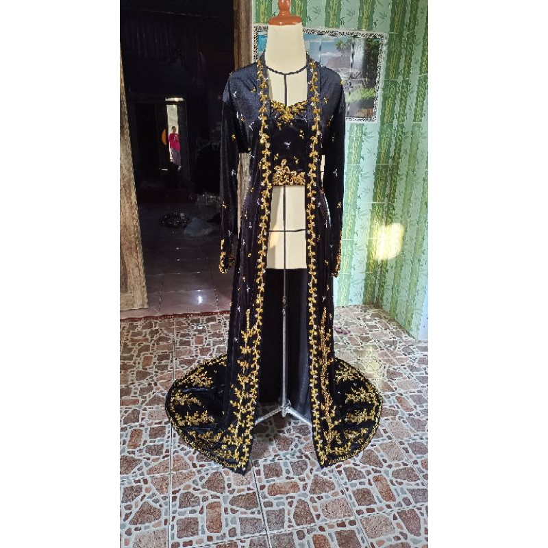 kebaya bludru selutut payet jepang/kebaya bludru kutubaru payet jepang