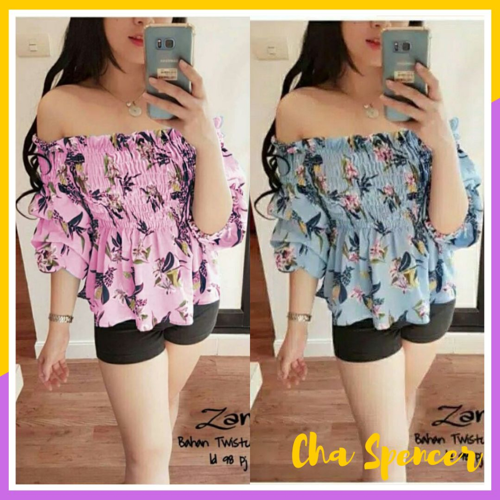 Top Sabrina Zanila Baju Atasan Blouse Wanita Remaja Modern Cantik Murah Trendy Model Masa Kini Viral