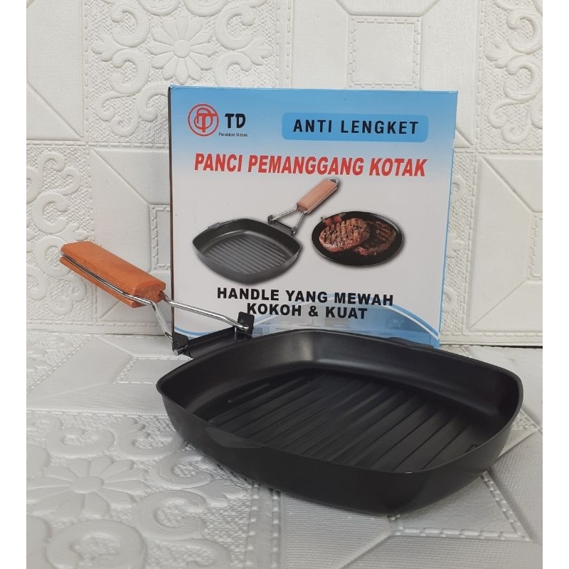 GRILL PAN SQUARE 20 CM/WAJAN PANGGANGAN TEFLON ANTI LENGKET/BBQ GRILL PAN TEFLON