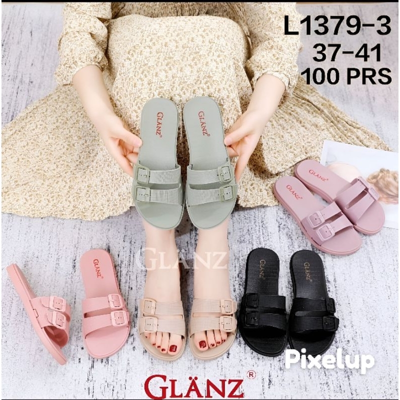 SANDAL SLOP KARET IMPORT WANITA GLANZ GASPER DUA L 1379