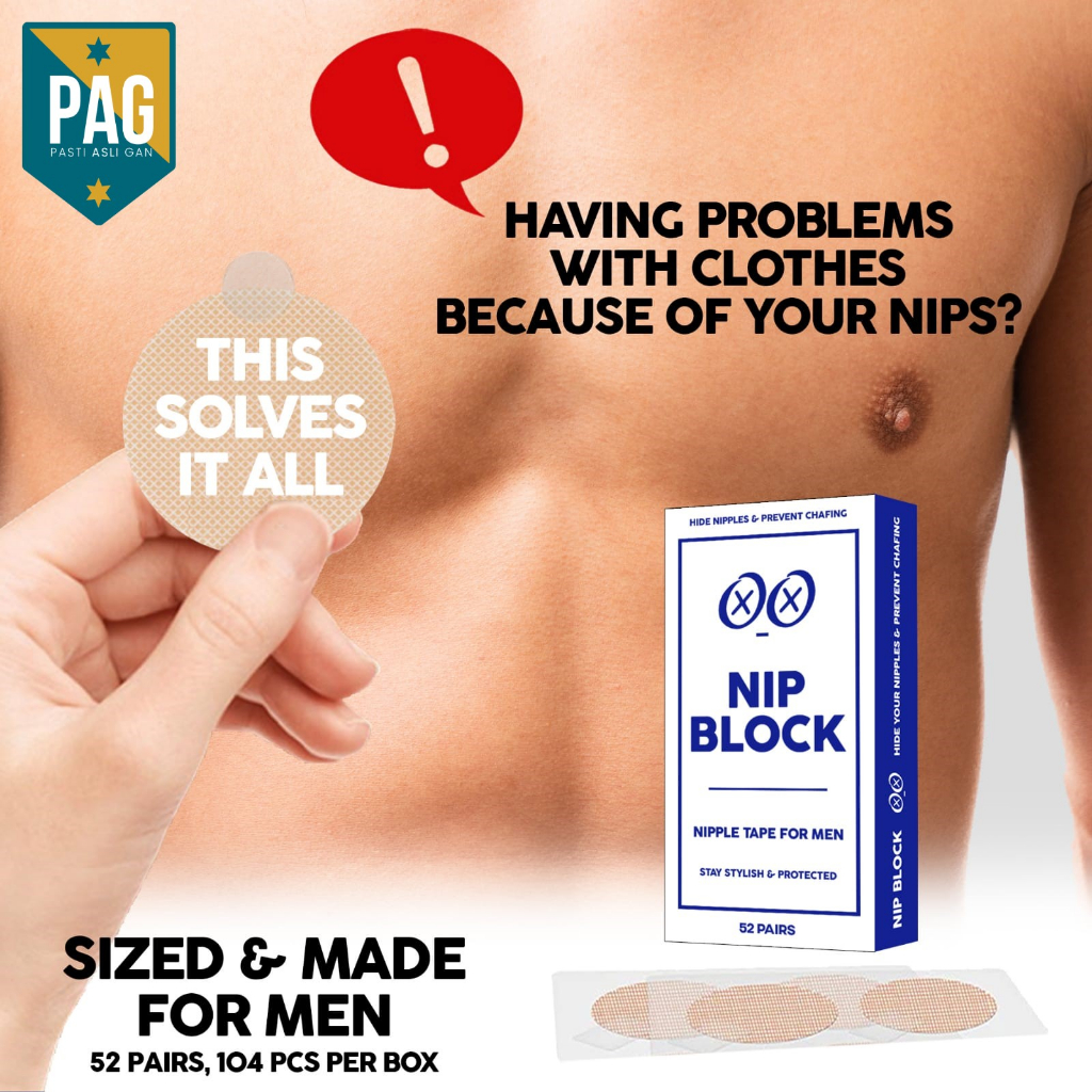 NIP BLOCK Men Hide Cover Care Tape Penutup Puting Mr Nipple Nipblock