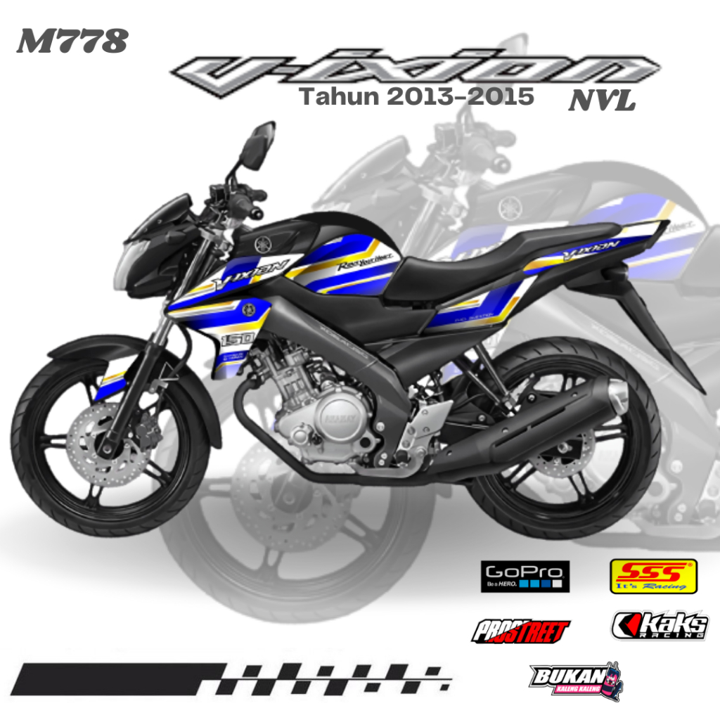 Lis Stiker Striping Yamaha Vixion NVL M778 Tahun 2013 2014 2015 List Sticker Aksesoris Variasi Modif