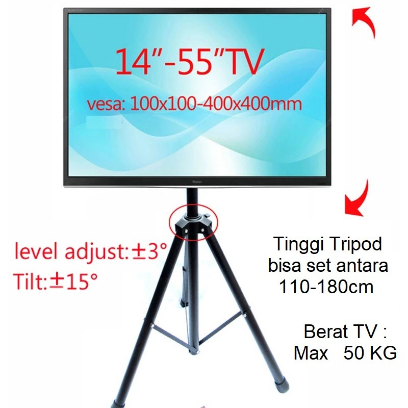 Standing Bracket Berdiri kaki TRIPOD TJ1 FLAT TV 22 32 42 43 50 55 in