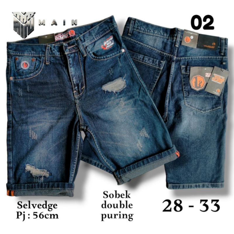 Jeans Sobek Ripped Stiker Celana Pria Pendek