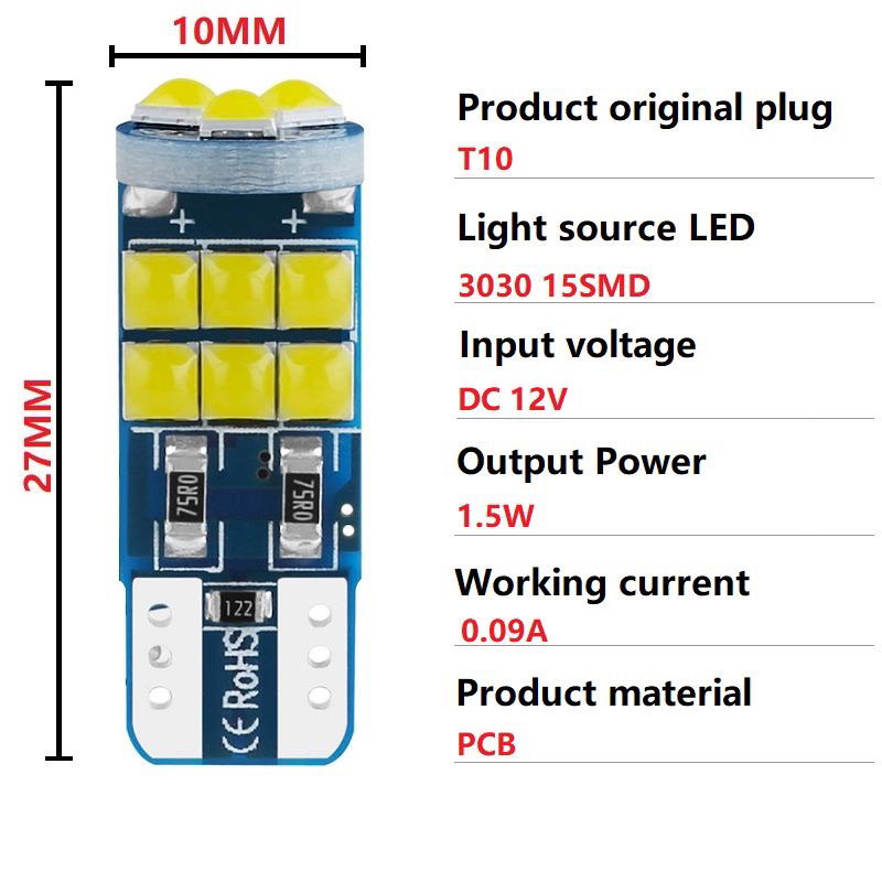 LAMPU LED MOBIL MOTOR T10 W5W 15SMD CHIP 3030 LAMPU SEN SENJA DAJJAL T10 SMD SUPER TERANG