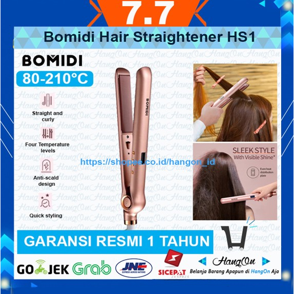 Bomidi HS1 Catokan Rambut Hair Straightener Curler Pelurus Keriting Negative Ion 2in1 Peralatan Perawatan Styling Rambut  80-210 ℃ Panel 3D