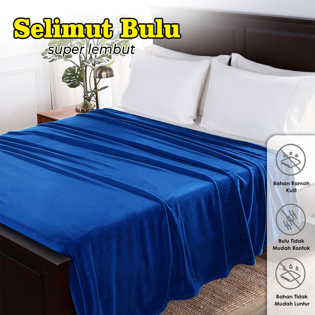 LuxuryParty HK510 Selimut Bulu Halus Ukuran 150x200cm Selimut Bulu Halus Polos Bahan Flecee