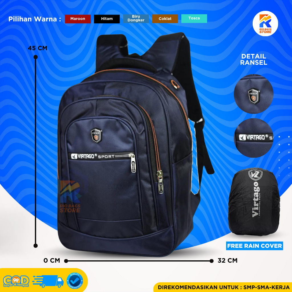 Tas Ransel Virtago Besar SMP-SMA-KERJA/Ransel Sekolah Terbaru Virtago