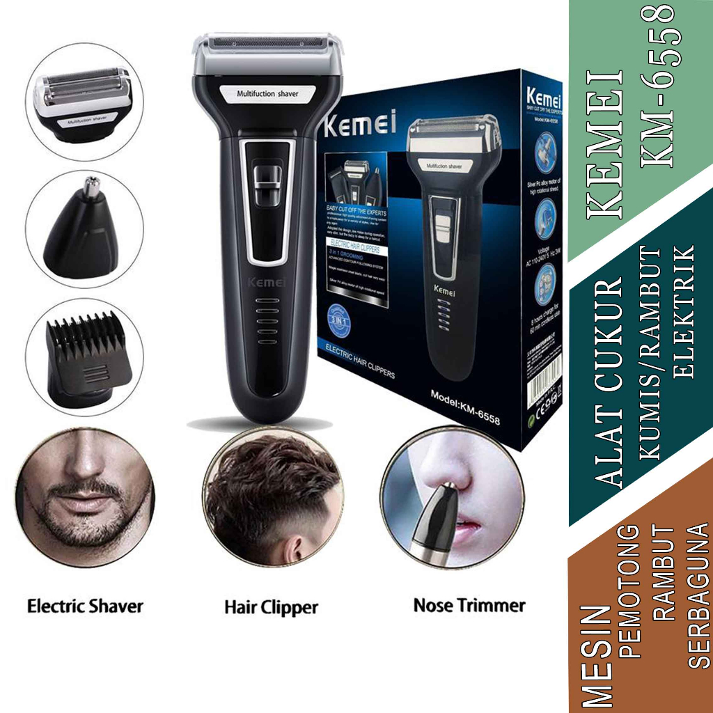 Alat Cukur Multifungsi - kemei Hair Clipper - Alat Cukur Kumis - KM-6558