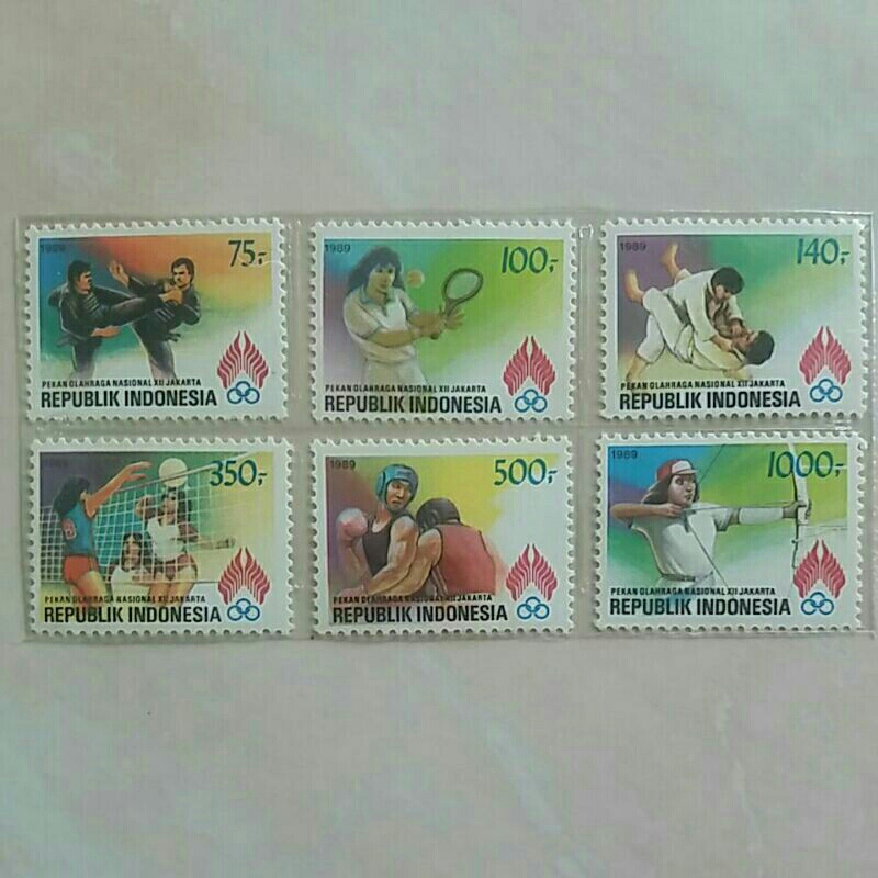 

(AB) Perangko Indonesia 1989 P.O.N. XII Set Lengkap 6pcs Mint