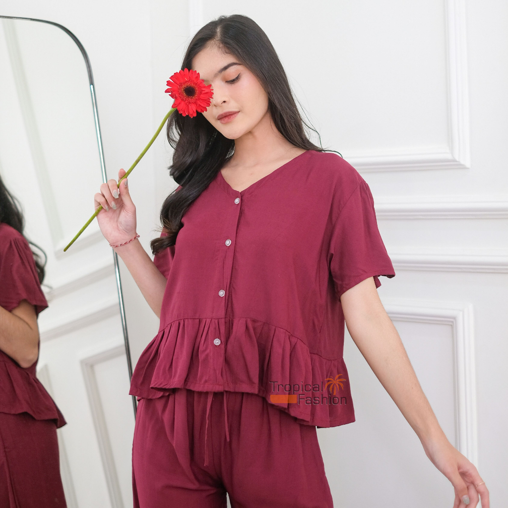 Setelan Panjang Busui Kalina Polos Bahan Rayon Premium Termurah Kekinian