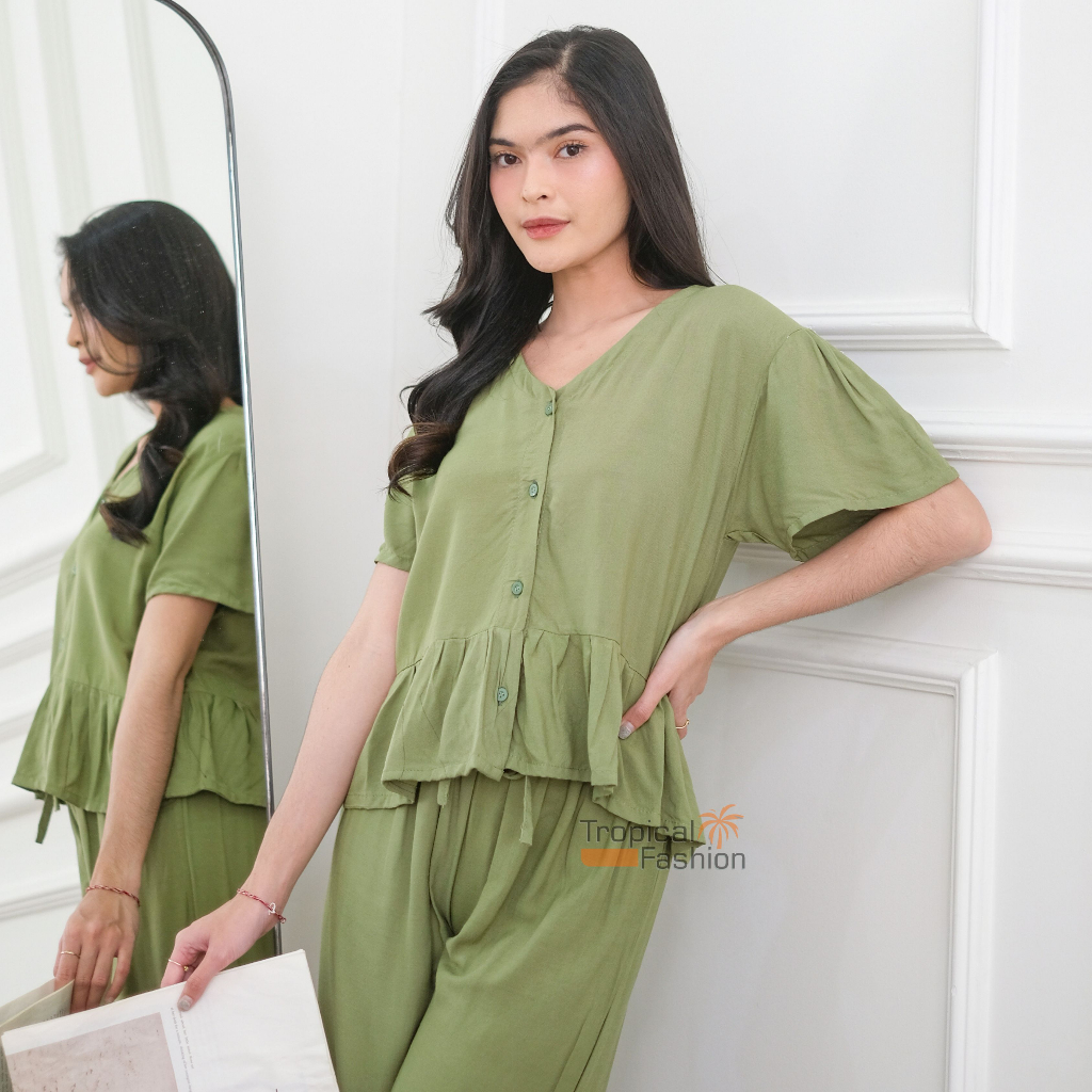 Setelan Panjang Busui Kalina Polos Bahan Rayon Premium Termurah Kekinian