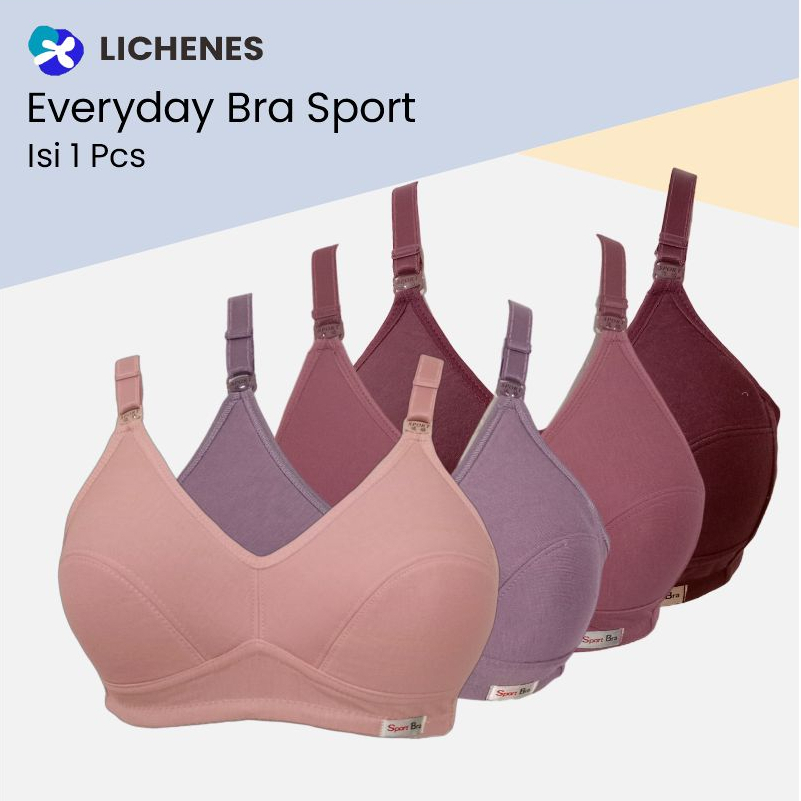 LICHENES - Bra Sport 34-50 Busa Tipis Tanpa Kawat BH DEWASA (1 Pcs)
