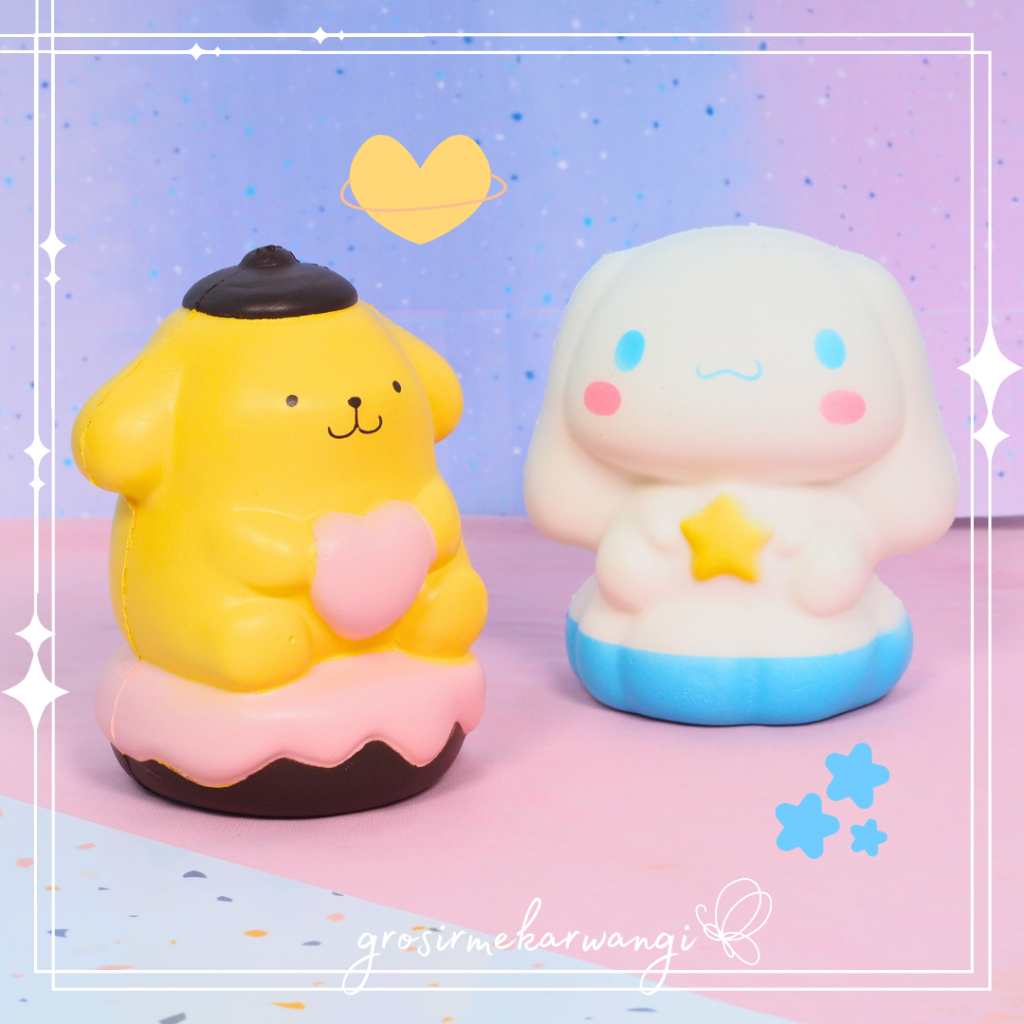 Mainan Squishy Sanrio Cake Karakter Pompurin Cinnamoroll Kuromi Melody Hello Kitty Slow Rise Skuisi Lucu Mainan Anti Stres Import Kualitas Bagus