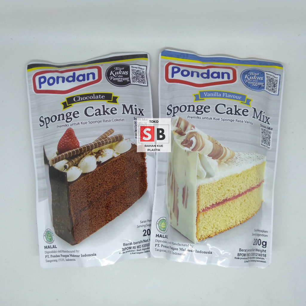 

PONDAN SPONGE CAKE MIX POUCH 200gr RASA VANILLA & COKLAT