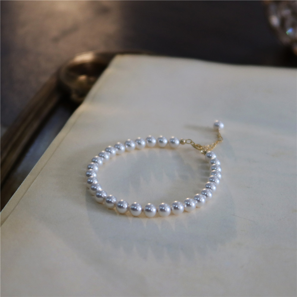 ISANUR97 - Gelang Mutiara Elastis 8mm Beads Pearl Korean Bracelet