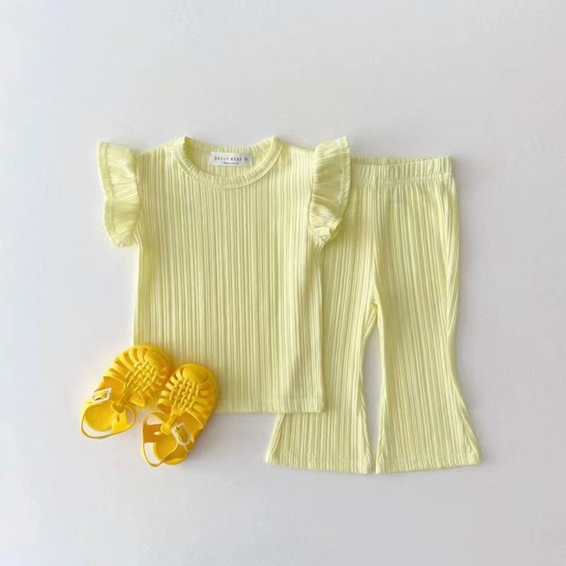 VS - SET MOIRA RUFFLE ANAK HORNET KNIT / SETELAN RUFFLE ANAK PREMPUAN 1-5 THN