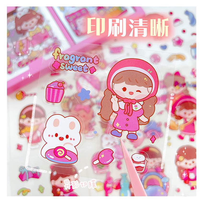 STIKER MOMO ANTI AIR STICKER LUCU TUMBLER KOREA FASHION WASHI TAPE GLITTER HOLOGRAM 1 BOX KAWAII LABEL KEKINIAN