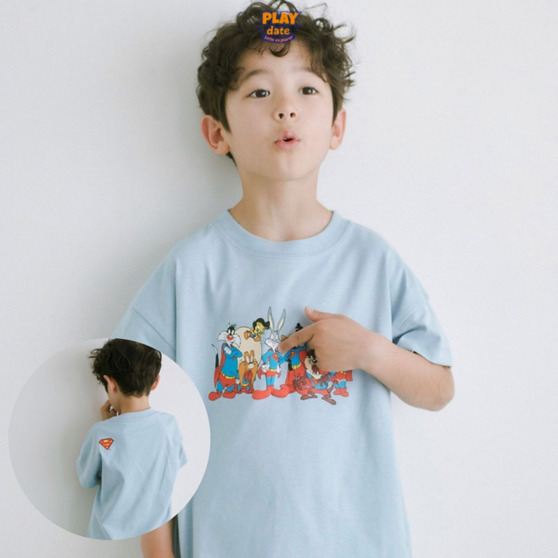 Playdate Baju Atasan Tshirt Kaos Oversize Anak Cowok Cewek Korea 1 sampai 7 Tahun Katun Premium