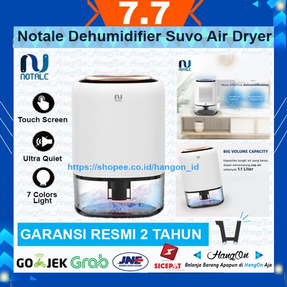 Notale Dehumidifier Suvo Air Dryer Serap Kelembapan Humidifier Touchscreen Layar Sentuh Auto off 7 Colors Light Kapasitas Tangki 1.1 Liter Dikantor Kamar Ruang Tamu Meja Belajar