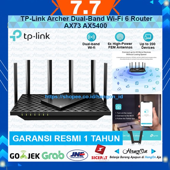 TP-Link Archer AX73 AX5400 Dual-Band Gigabit Wi-Fi 6 Router 2.4 - 5Ghz